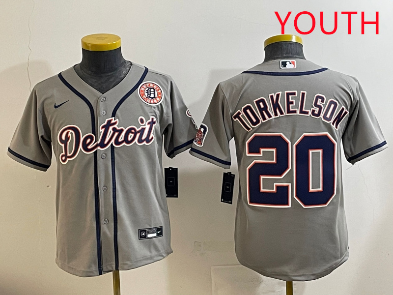 Youth 2025 Detroit Tigers  #20 Torkelson grey Nike MLB jersey style 2->youth mlb jersey->Youth Jersey